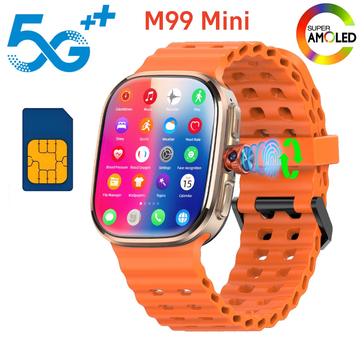M99 미니 스마트워치 5G 안드로이드 13.0 2.2 - Smartwatch Faces 리뷰 및 가격