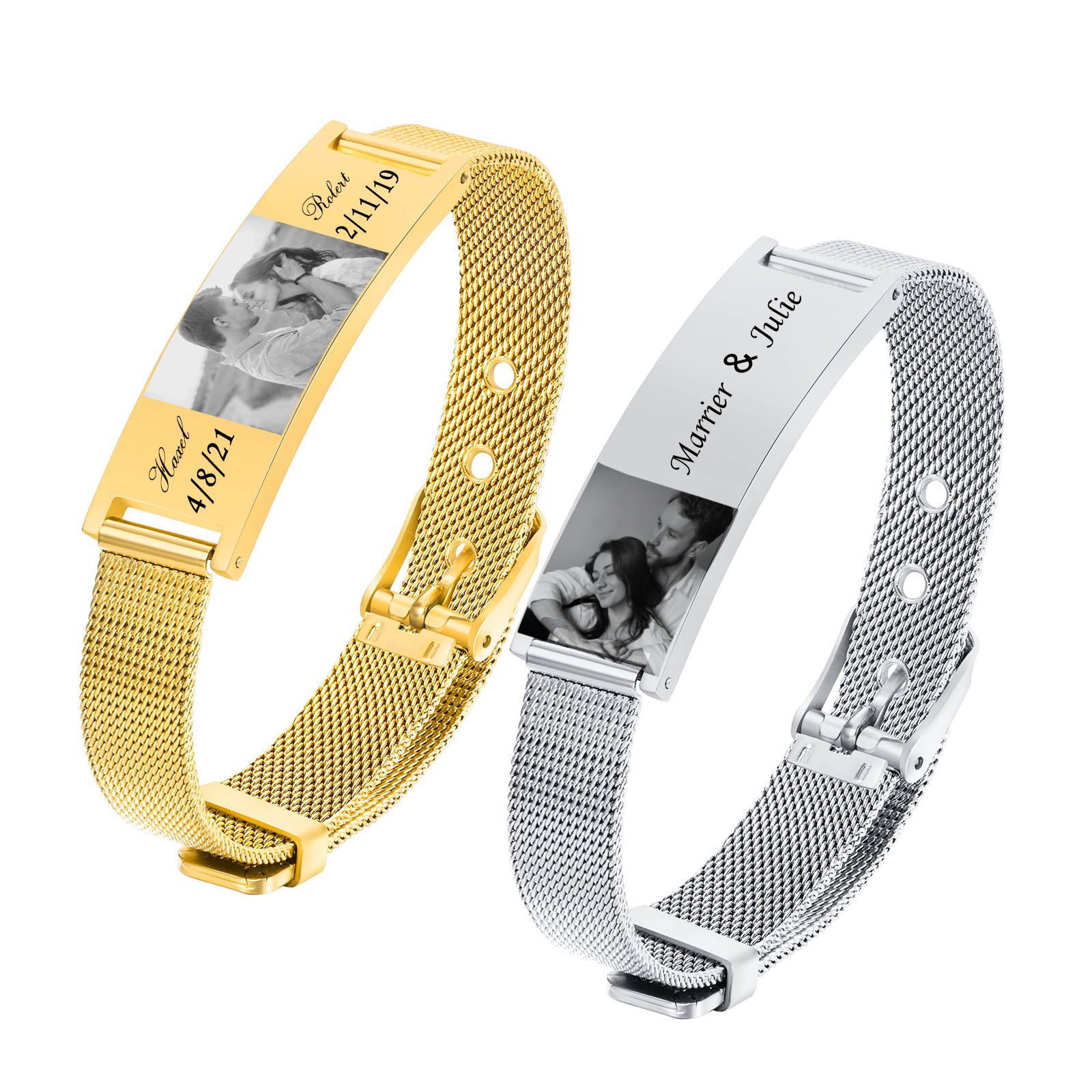 맞춤형 ID 팔찌, 조정 가능한 체인 링크, 밀라노 시 - Stainless Mesh Band 리뷰 및 가격